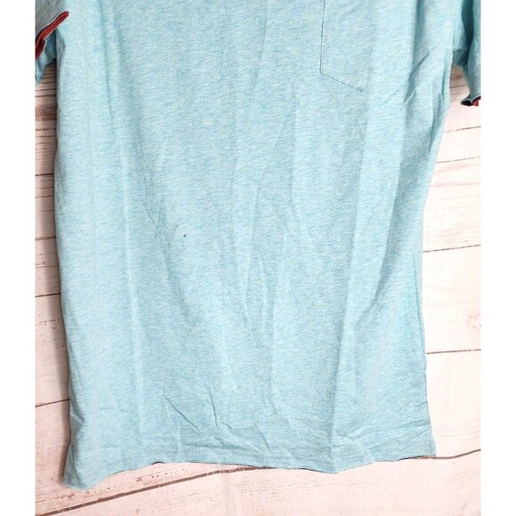 Vassari Los Angeles V-Neck XL Slim Fit Short Sleeve Teal Cut Hem, Cuff Shirt - Picture 15 of 16